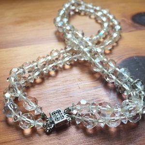50s Vintage Crystal Glass Beaded 925 Necklace